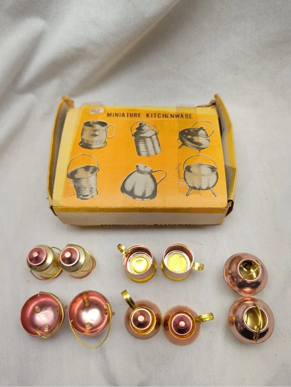 Vintage Mini Copper Kitchen Set Dollhouse Pots Pans Lot Decor